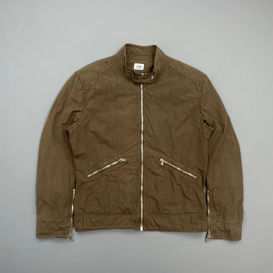 C.P. Company Brown Zip Cotton Biker Jacket
