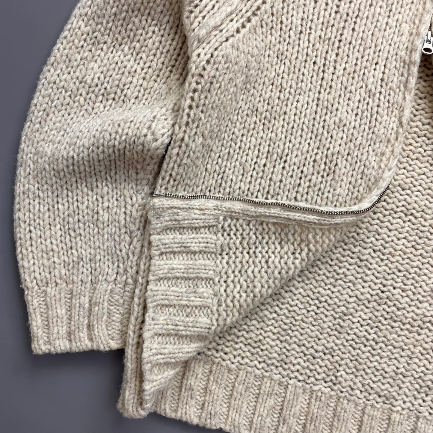 C.P. Company Beige Chunky Knit Zip-Through AW03 Jumper