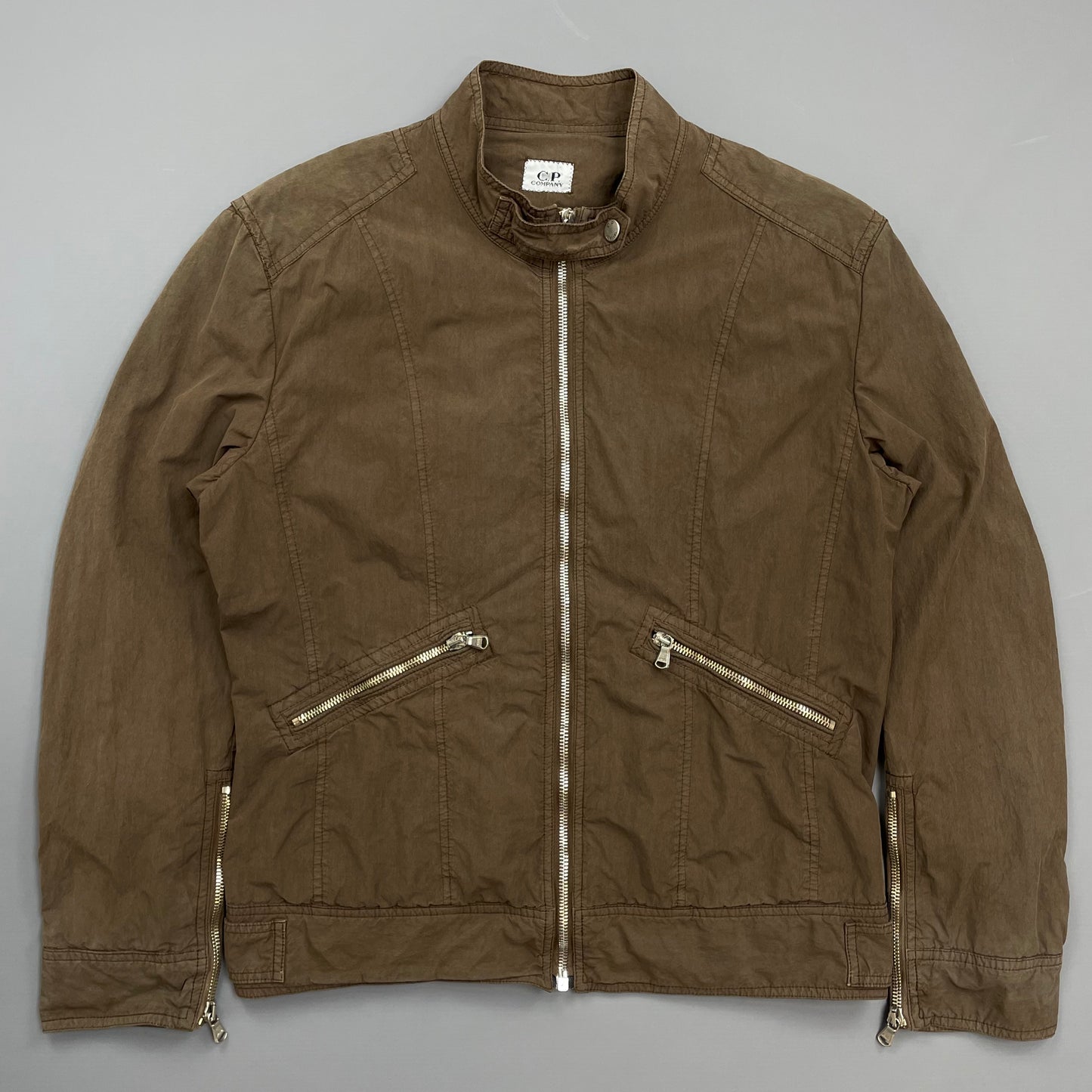 C.P. Company Brown Zip Cotton Biker Jacket
