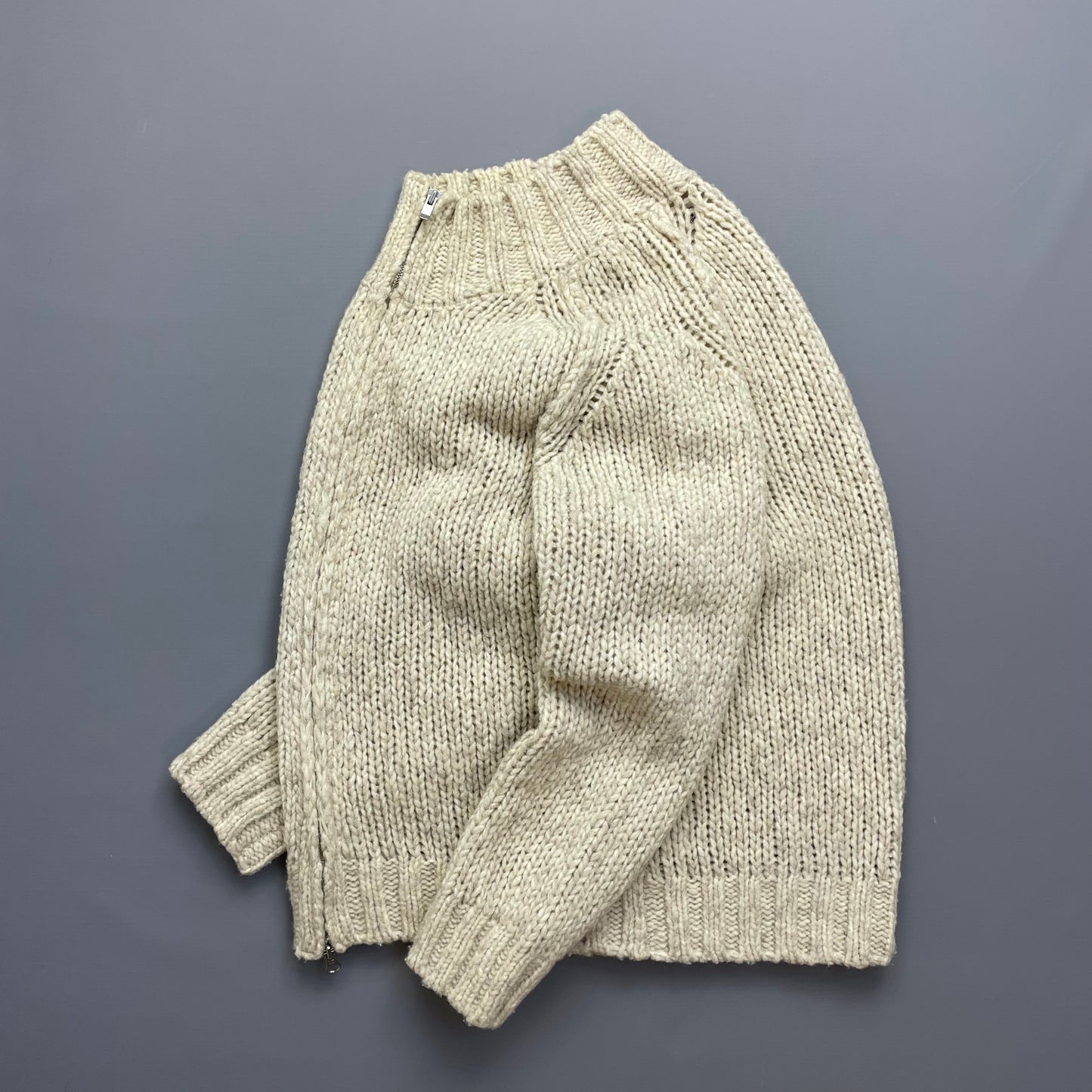 C.P. Company Beige Chunky Knit Zip-Through AW03 Jumper
