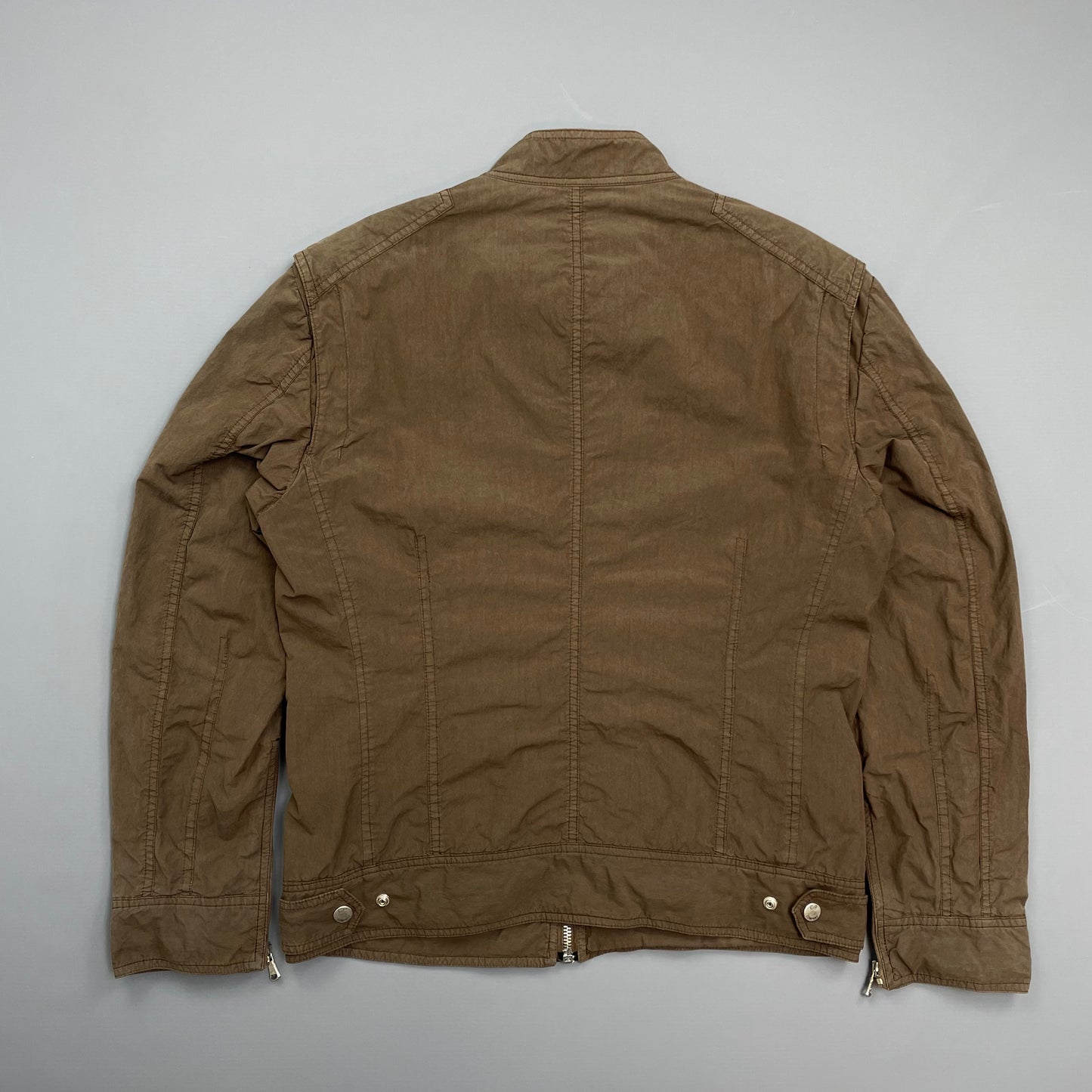 C.P. Company Brown Zip Cotton Biker Jacket