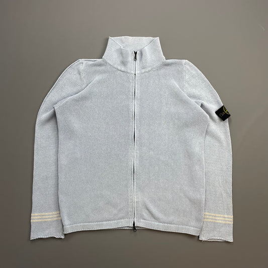 Stone Island Light Blue SS03 Silk Zip-Through Jumper