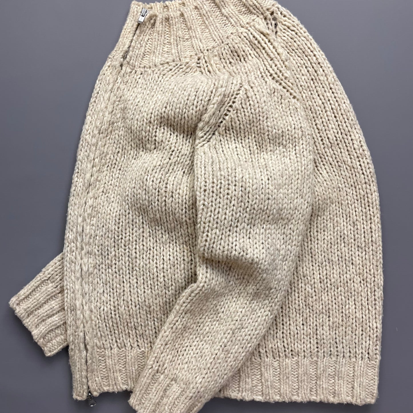 C.P. Company Beige Chunky Knit Zip-Through AW03 Jumper