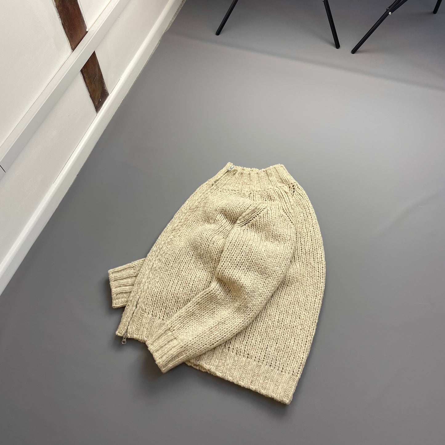 C.P. Company Beige Chunky Knit Zip-Through AW03 Jumper