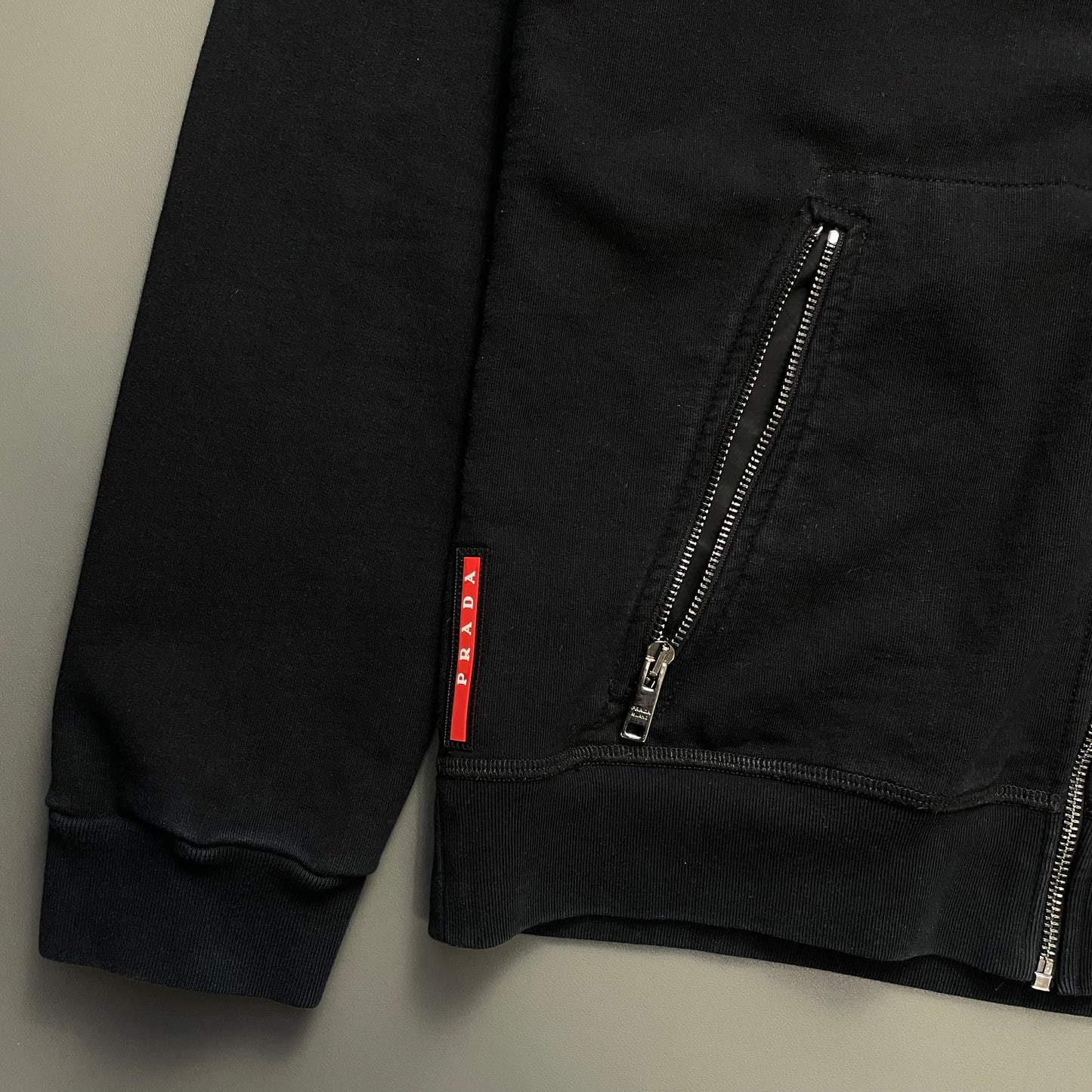 Prada Sport Black 2016 Nylon Hood Zip-Through Hoodie