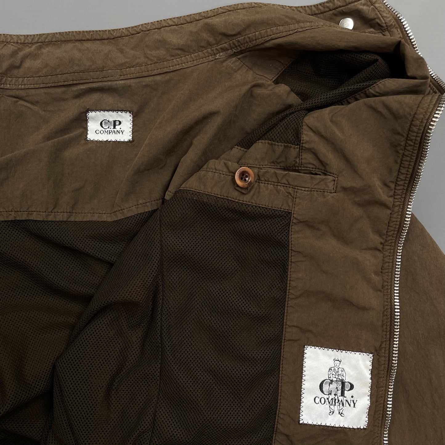 C.P. Company Brown Zip Cotton Biker Jacket