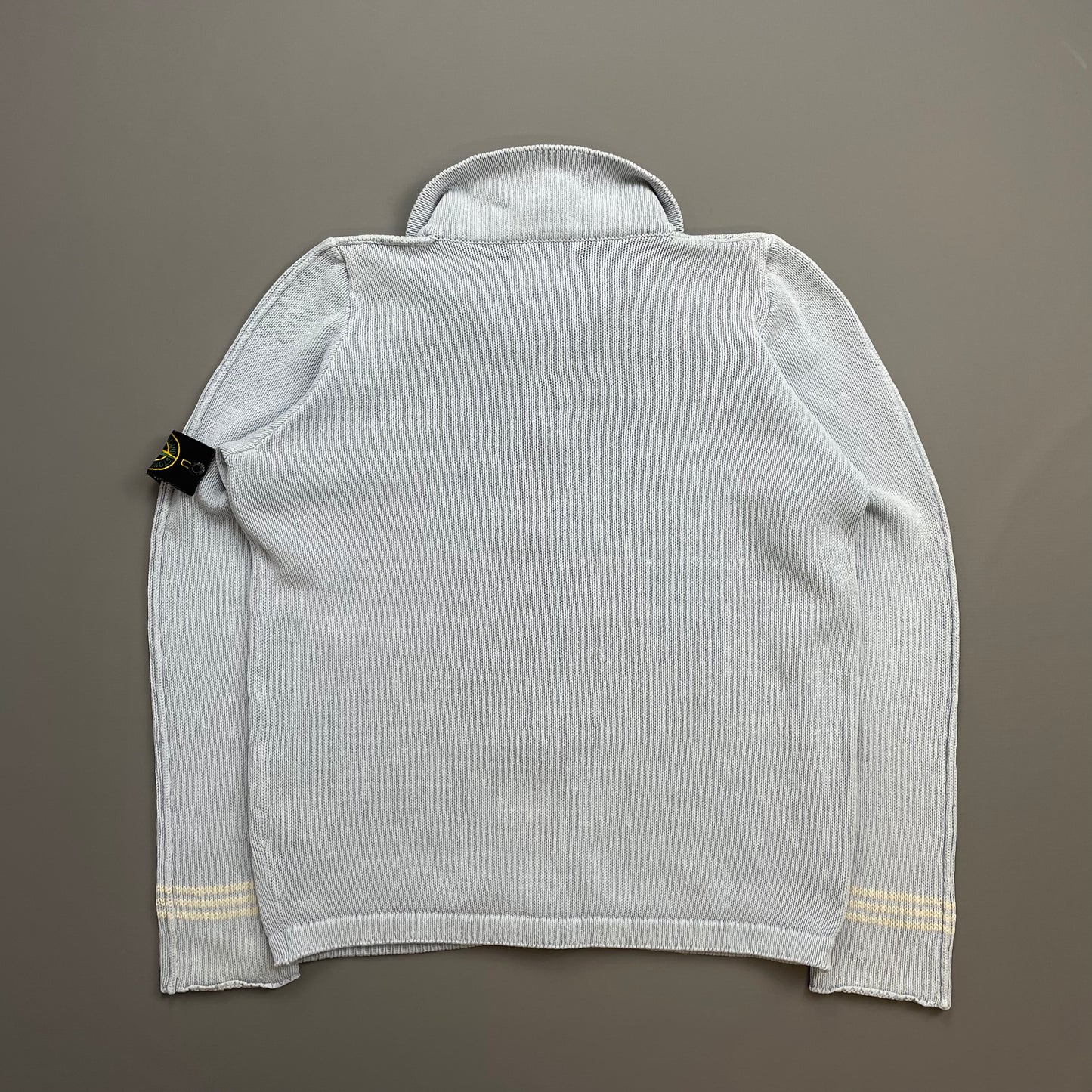 Stone Island Light Blue SS03 Silk Zip-Through Jumper
