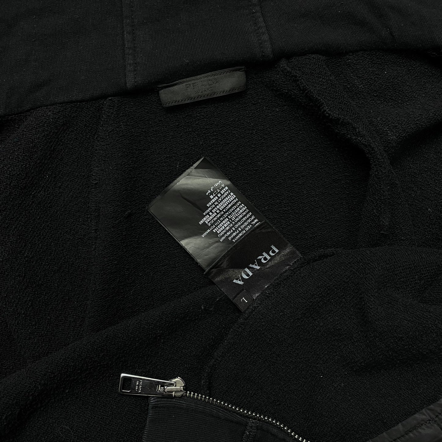 Prada Sport Black 2016 Nylon Hood Zip-Through Hoodie