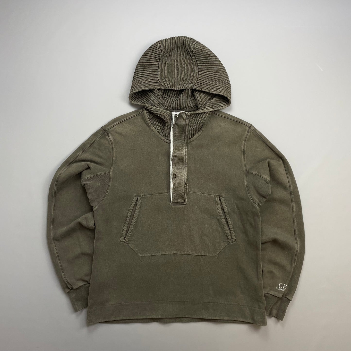 C.P. Company Khaki AW09 Ribbed Knit Hood Pullover Jumper