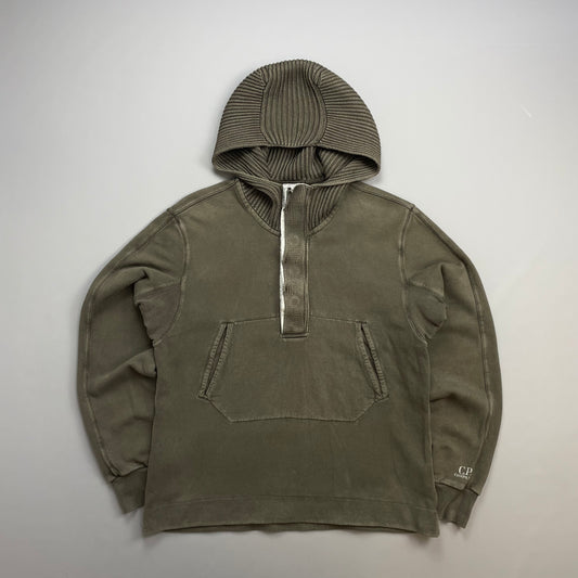 C.P. Company Khaki AW09 Ribbed Knit Hood Pullover Jumper