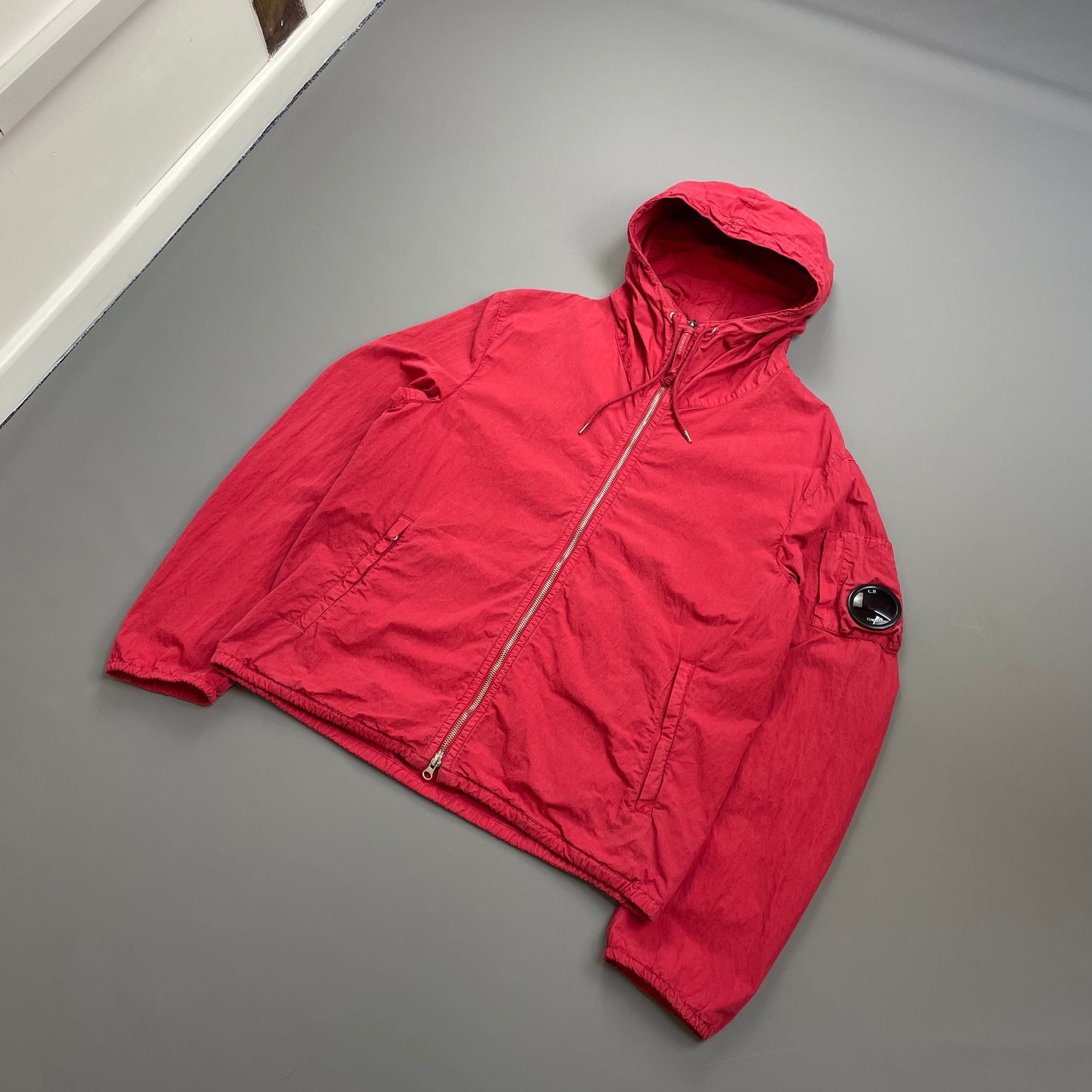 C.P. Company Red Lightweight Hooded Windbreaker Jacket