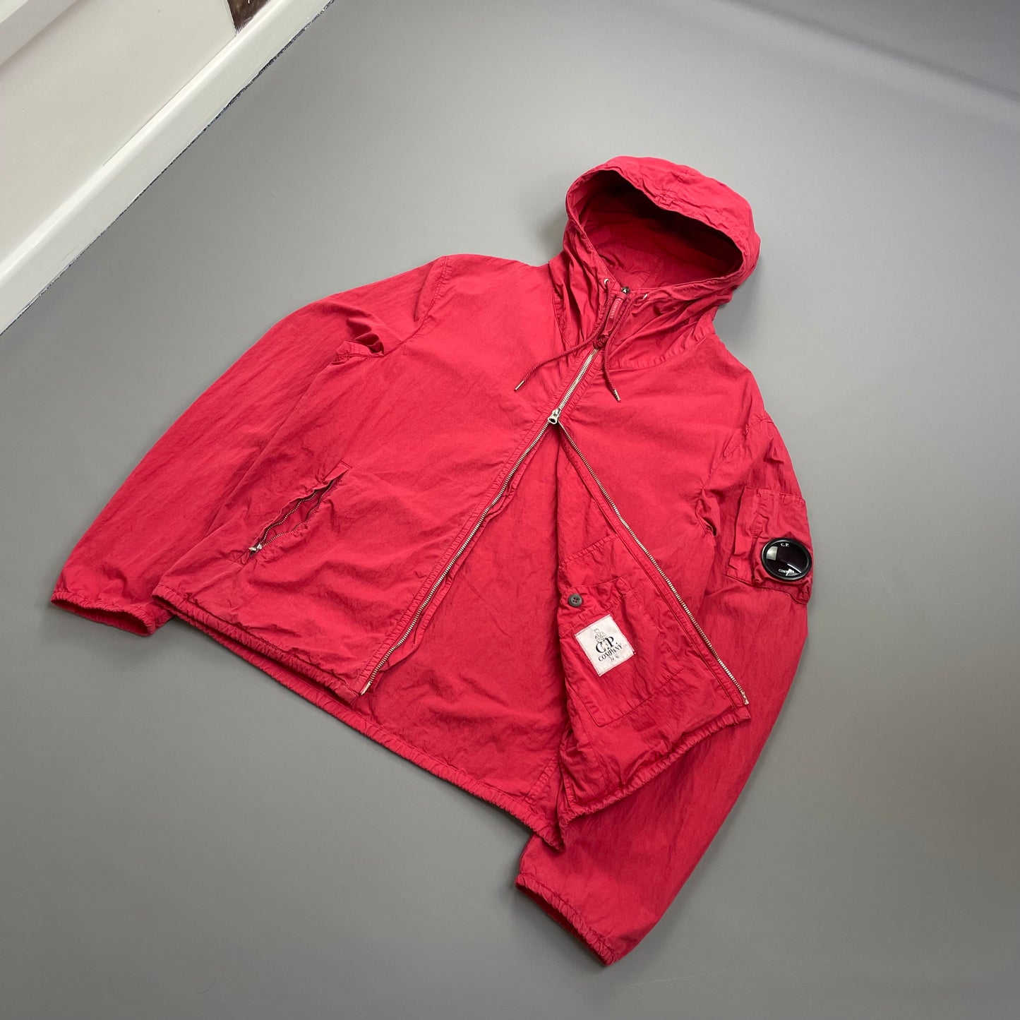 C.P. Company Red Lightweight Hooded Windbreaker Jacket