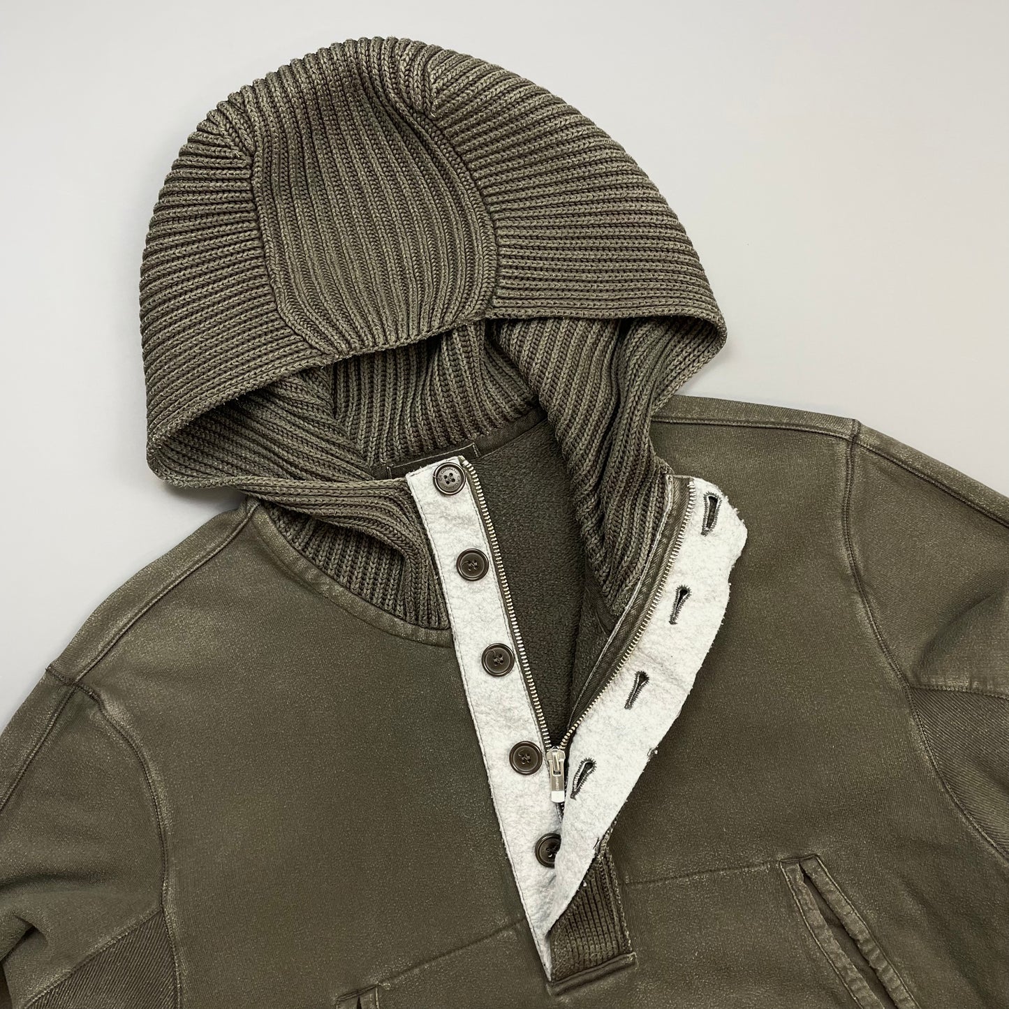 C.P. Company Khaki AW09 Ribbed Knit Hood Pullover Jumper