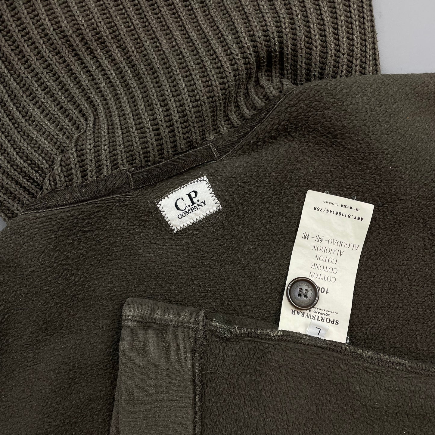 C.P. Company Khaki AW09 Ribbed Knit Hood Pullover Jumper