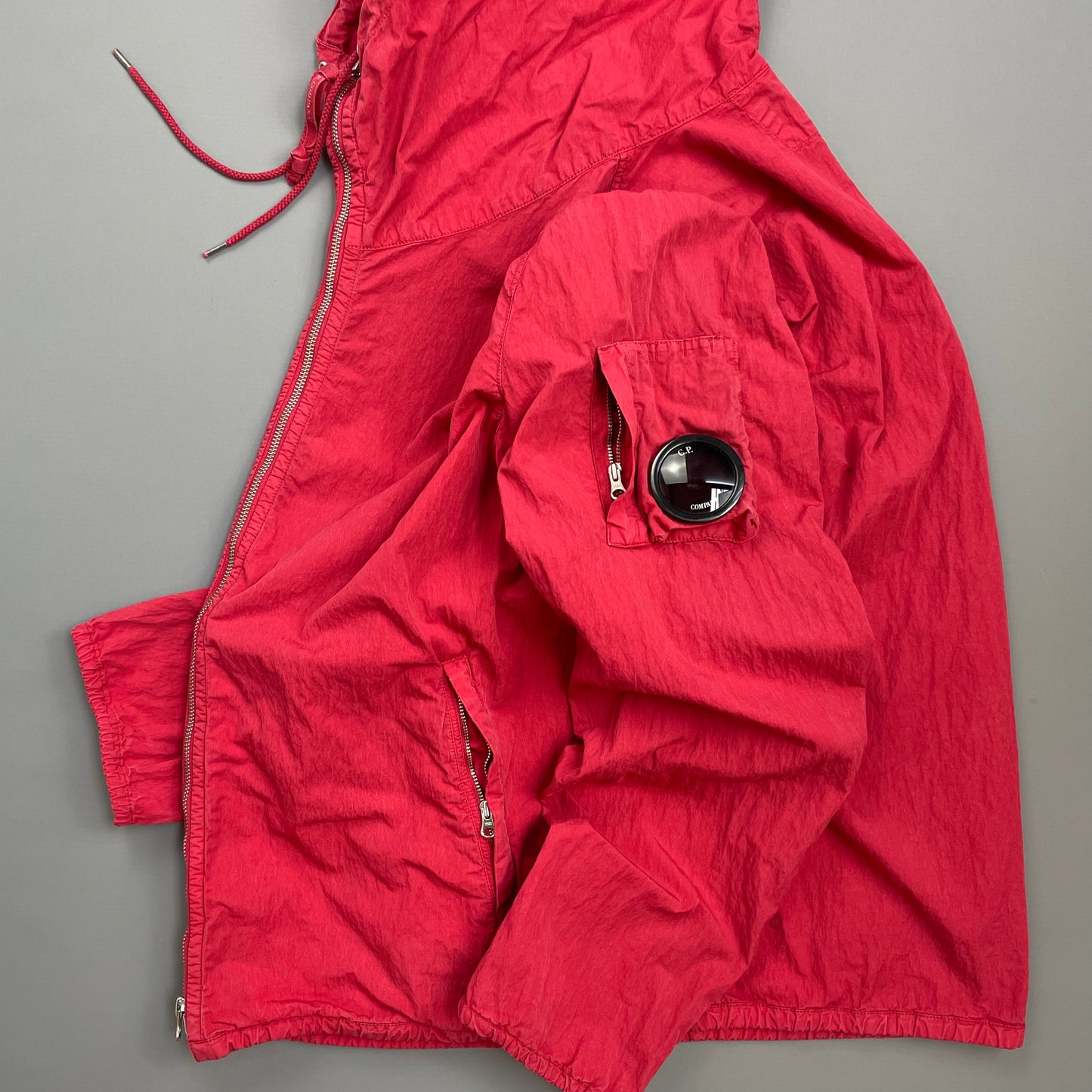 C.P. Company Red Lightweight Hooded Windbreaker Jacket