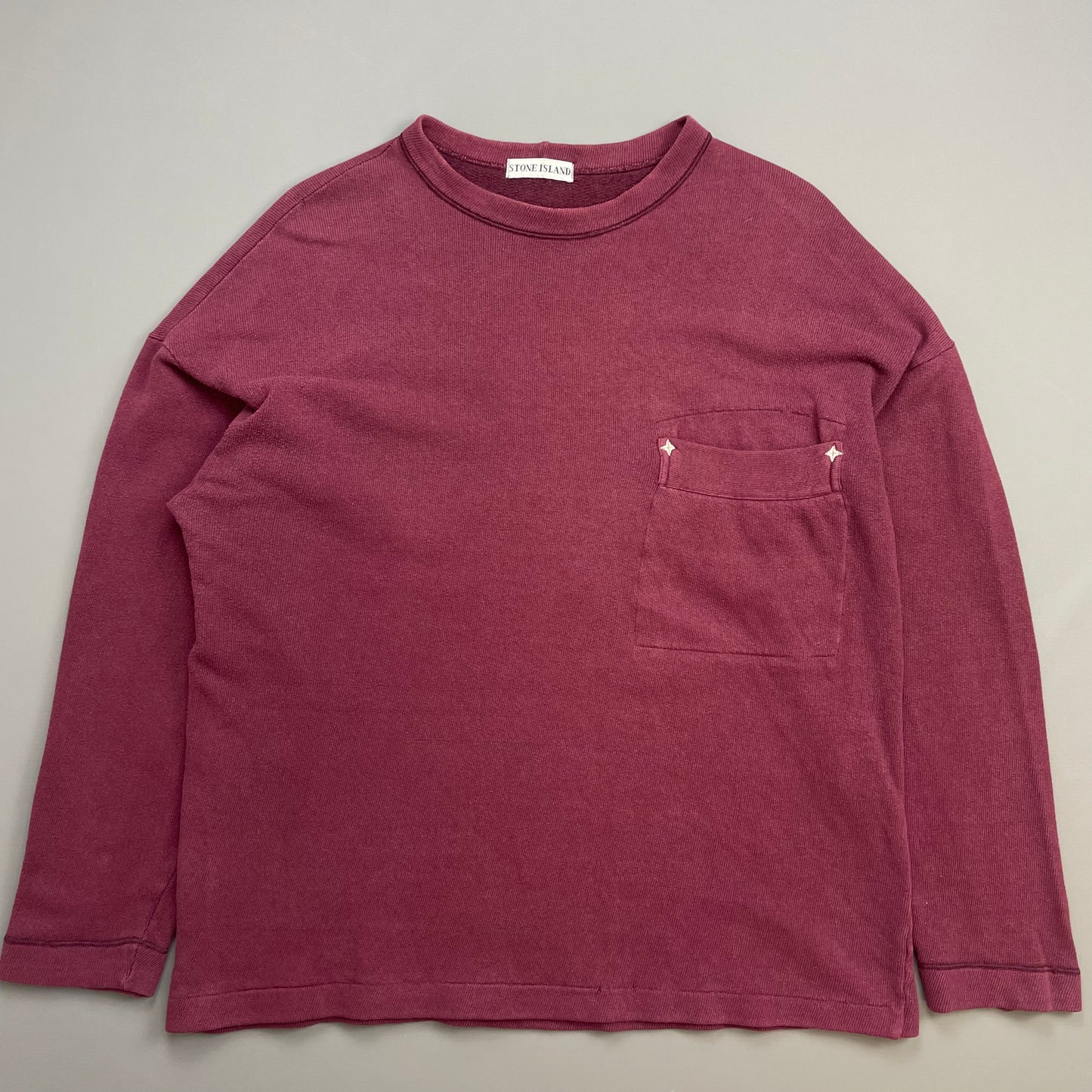 Stone Island Maroon 80s Compass Stitch Pocket Jumper