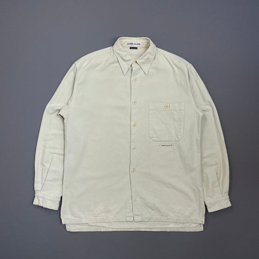 Stone Island Cream AW98 Button-Up Thick Cotton Shirt