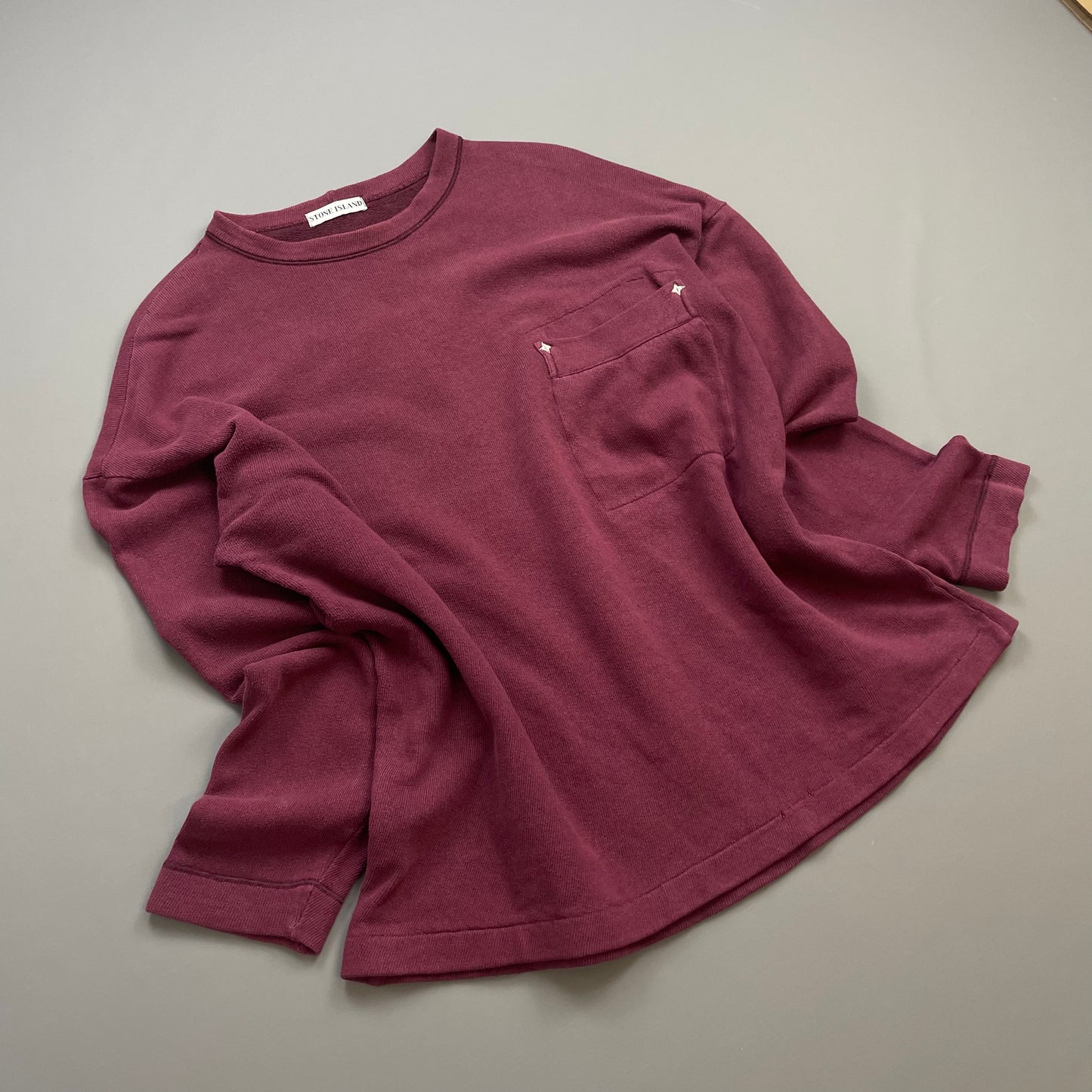 Stone Island Maroon 80s Compass Stitch Pocket Jumper