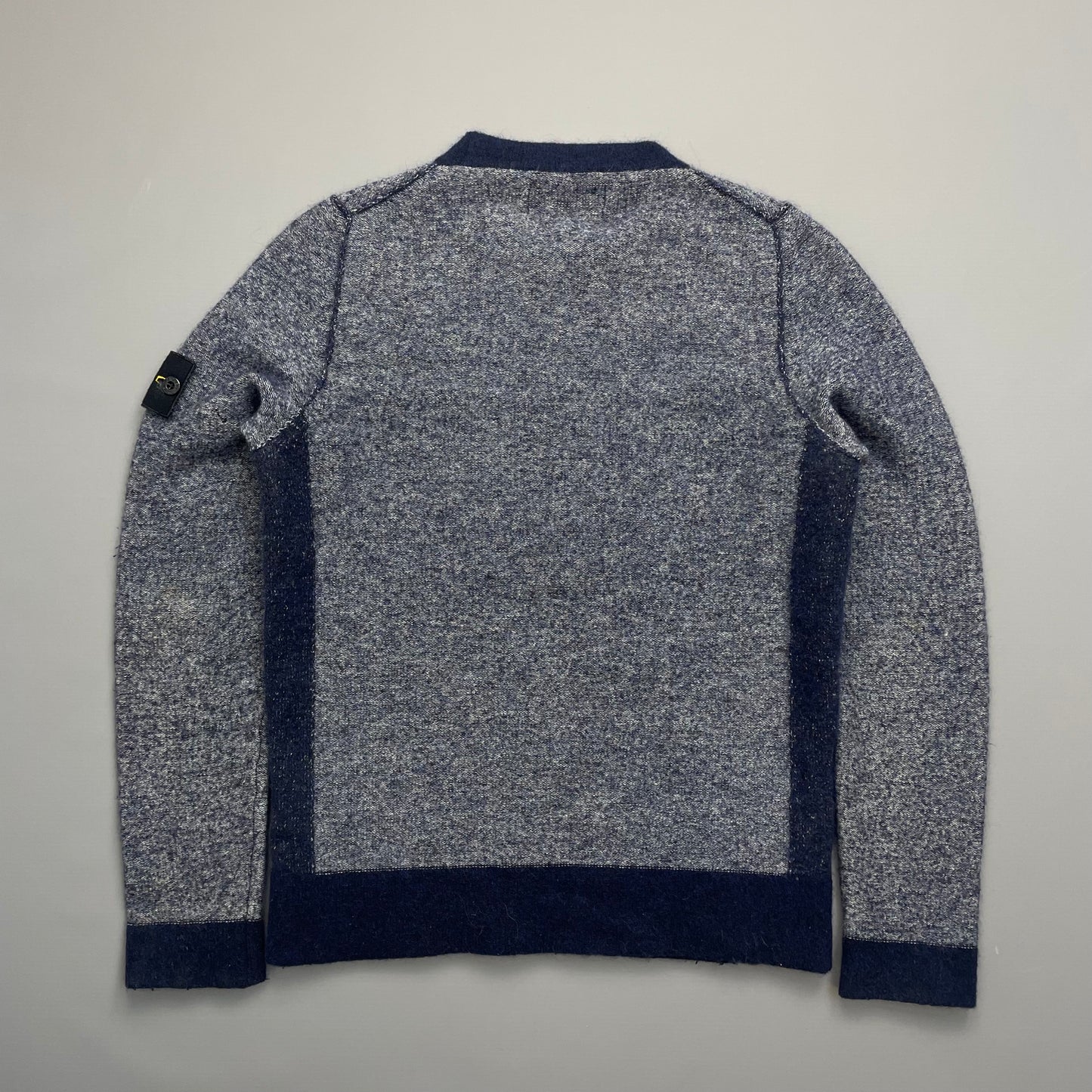 Stone Island Blue Tri-Tone AW17 Crewneck Knit Jumper