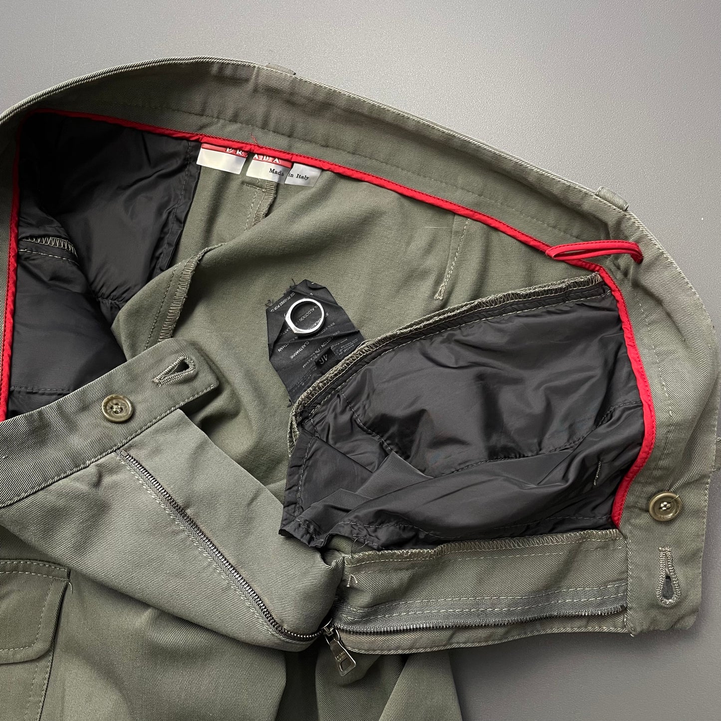 Prada Sport Khaki 00s Asymmetrical Cargo Trousers