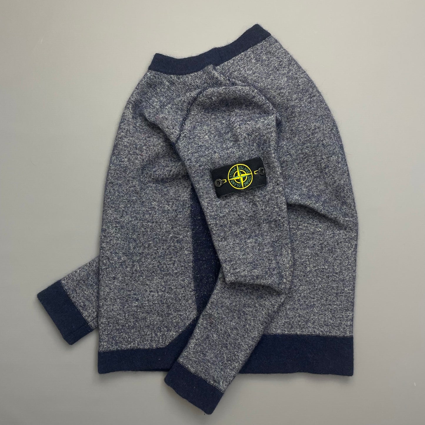 Stone Island Blue Tri-Tone AW17 Crewneck Knit Jumper