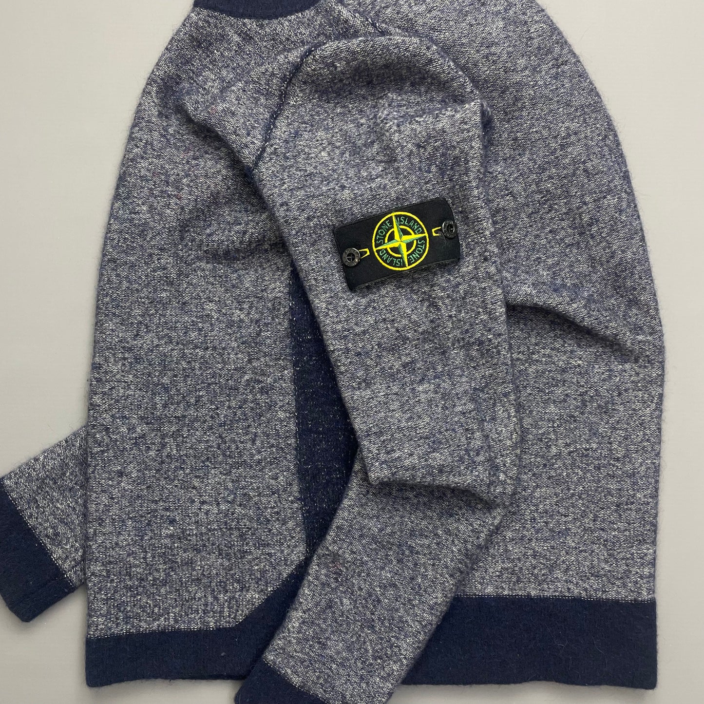 Stone Island Blue Tri-Tone AW17 Crewneck Knit Jumper