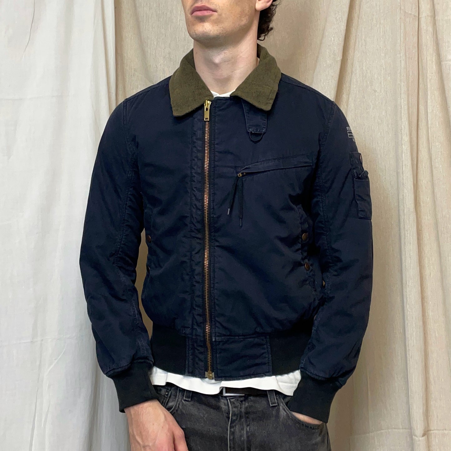 Stone Island Denims Navy AW08 Wool-Lined Padded Bomber Jacket