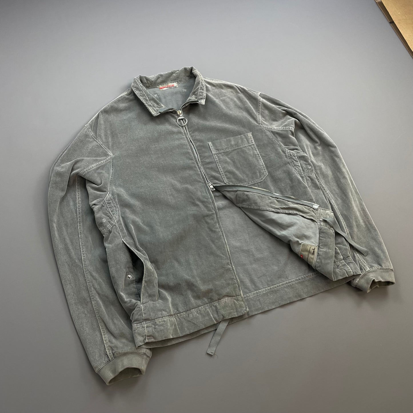 Prada Sport Grey 00s Corduroy Lightweight Zip-Through Jacket