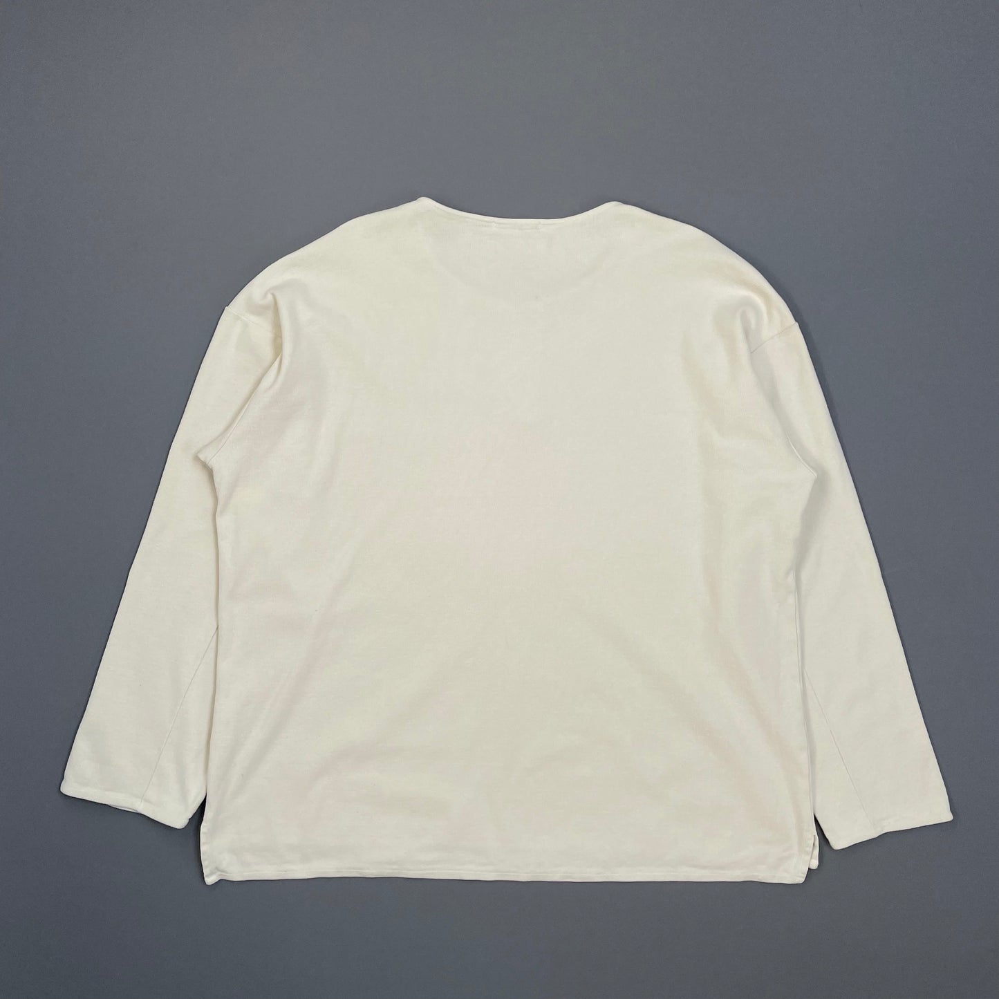 Stone Island Cream 80s Silver Button-Up Fine-Rib Cotton Jumper