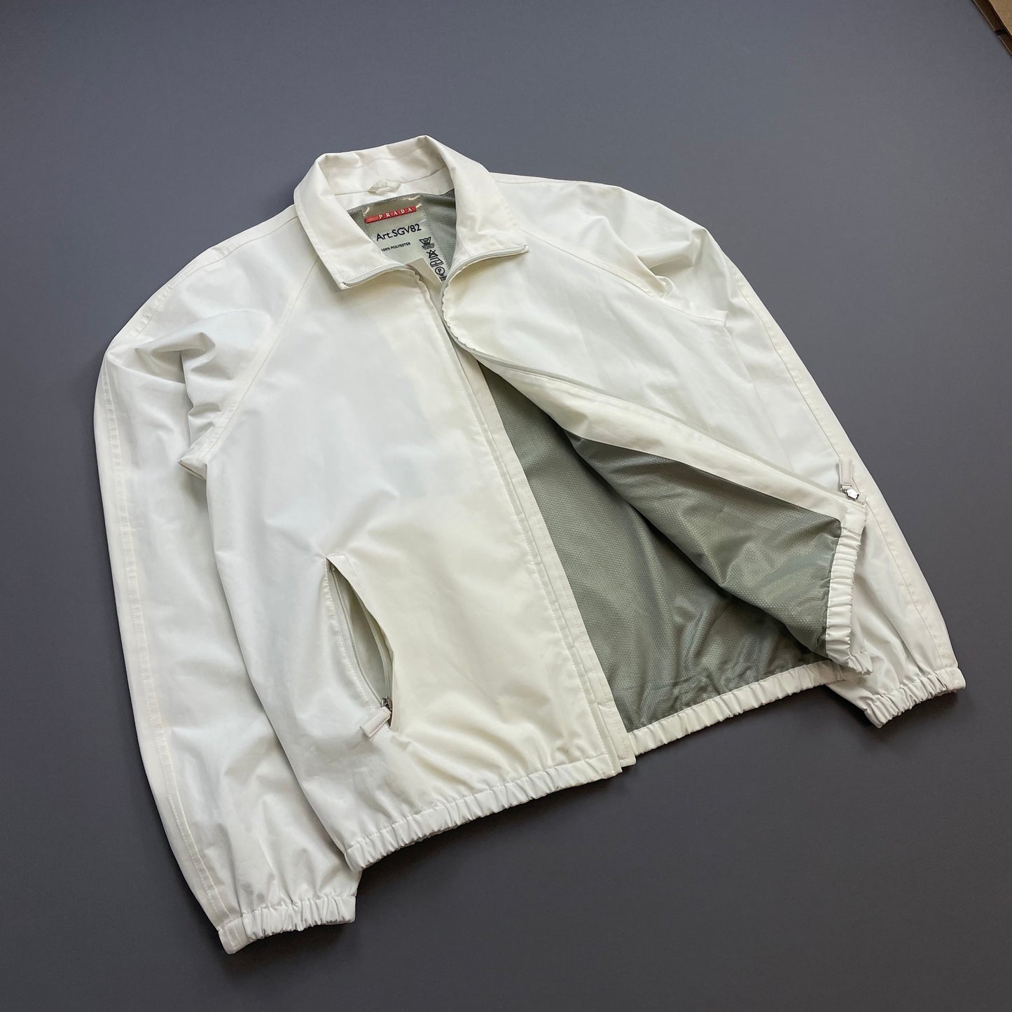 Prada Sport Cream White 00s Goretex Harrington Bomber Jacket