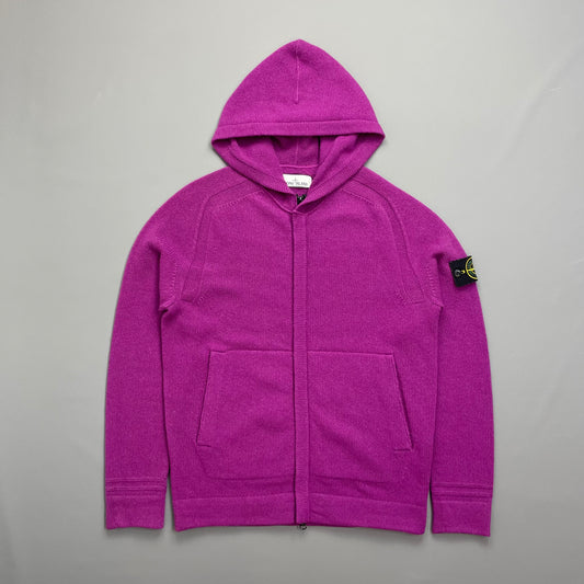 Stone Island Purple AW18 Zip-Through Hooded Knit Jumper