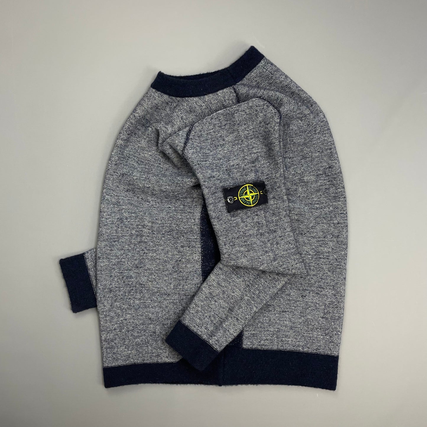 Stone Island Blue Tri-Tone AW17 Crewneck Knit Jumper