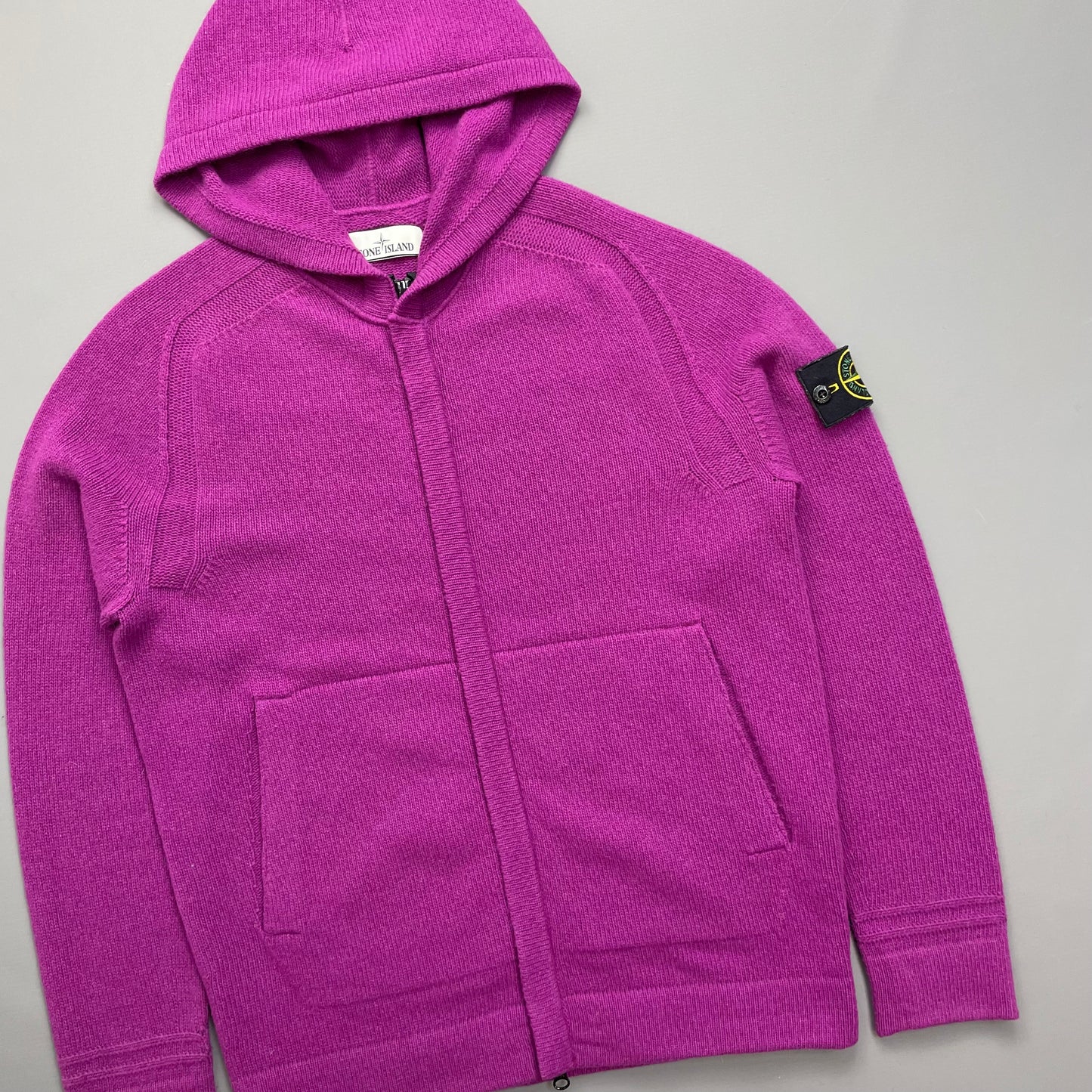 Stone Island Purple AW18 Zip-Through Hooded Knit Jumper