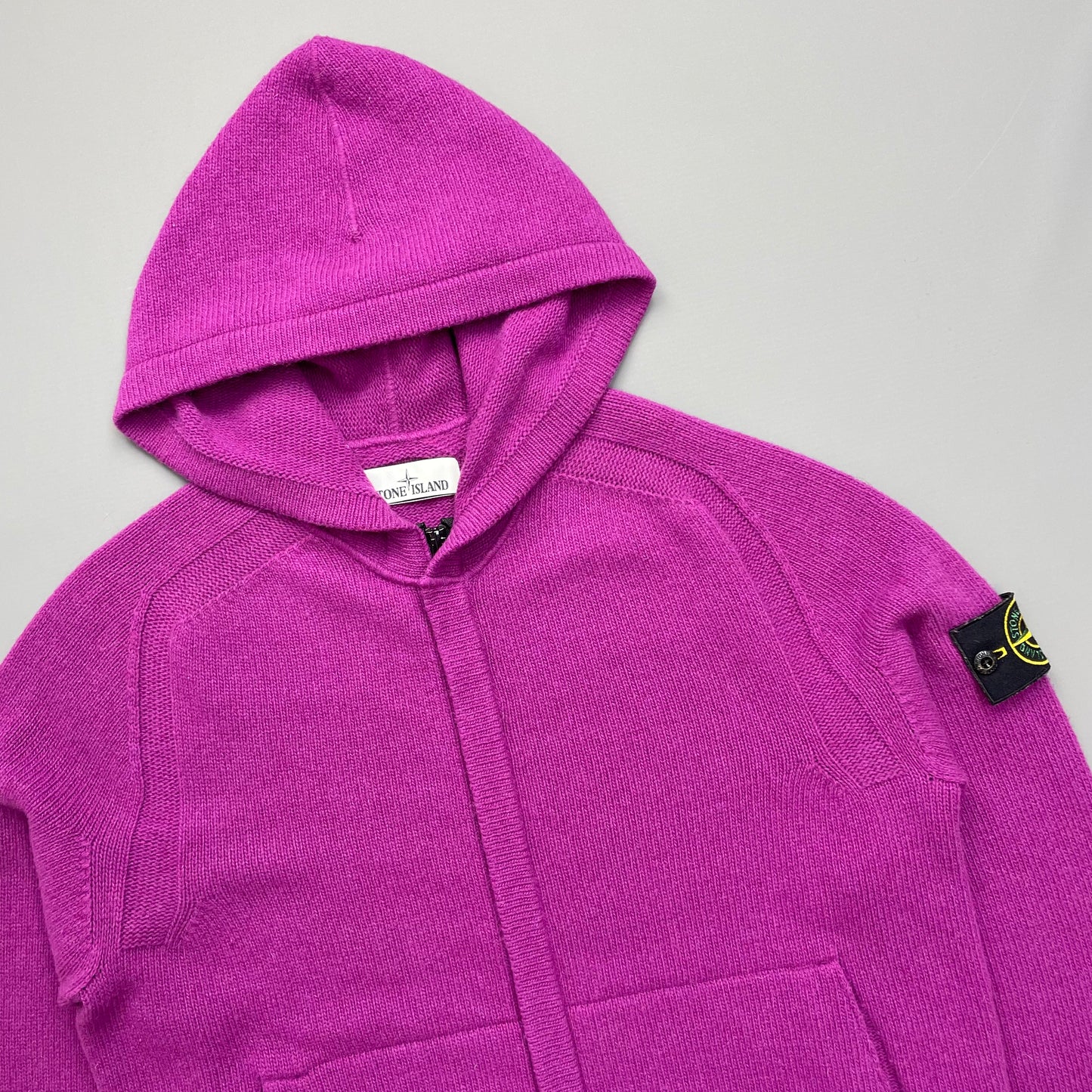 Stone Island Purple AW18 Zip-Through Hooded Knit Jumper