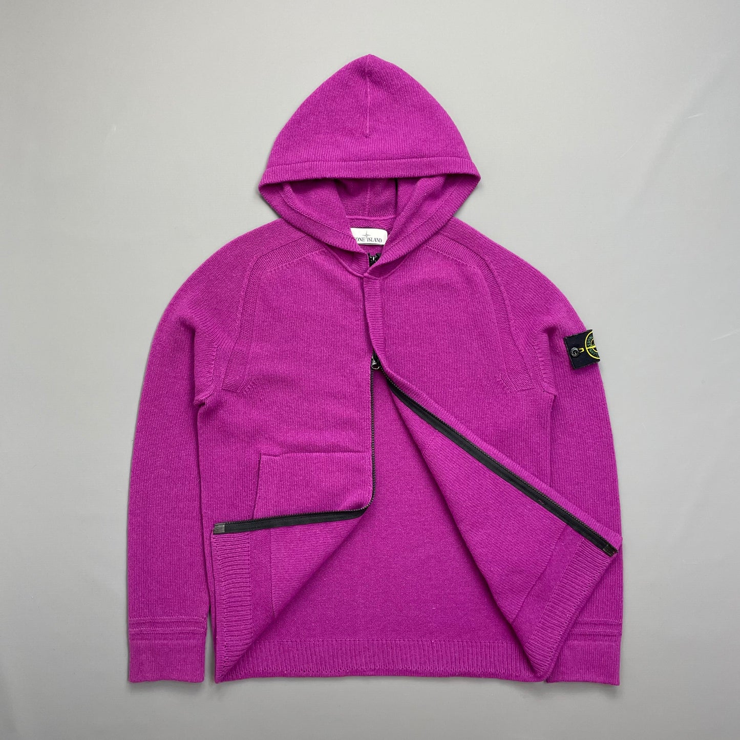 Stone Island Purple AW18 Zip-Through Hooded Knit Jumper