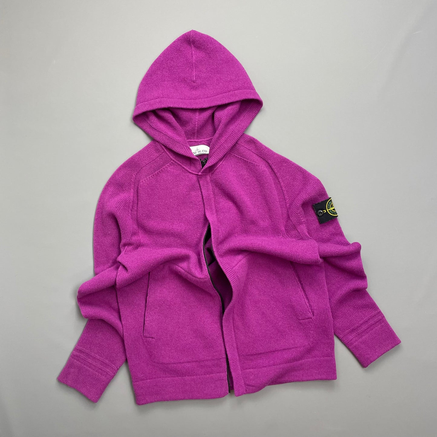 Stone Island Purple AW18 Zip-Through Hooded Knit Jumper