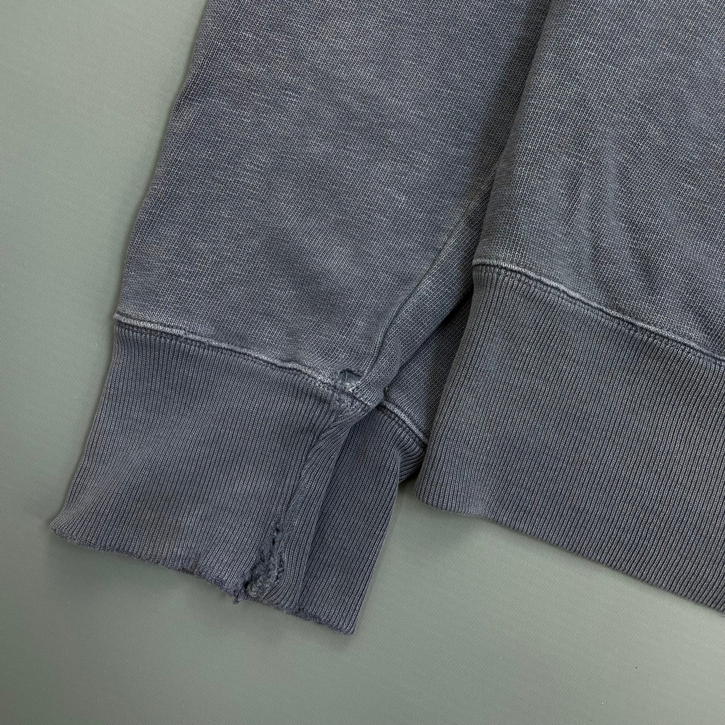 Stone Island Denims Blue 00s Sun-Faded Emblem Zip-Through Hoodie