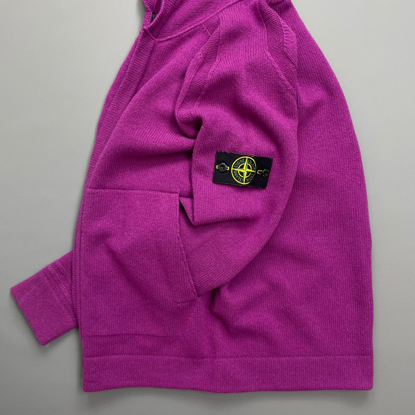 Stone Island Purple AW18 Zip-Through Hooded Knit Jumper