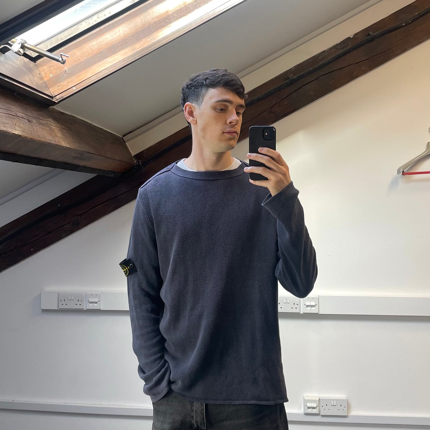 Stone Island Grey Lightweight 00s Knit Jumper