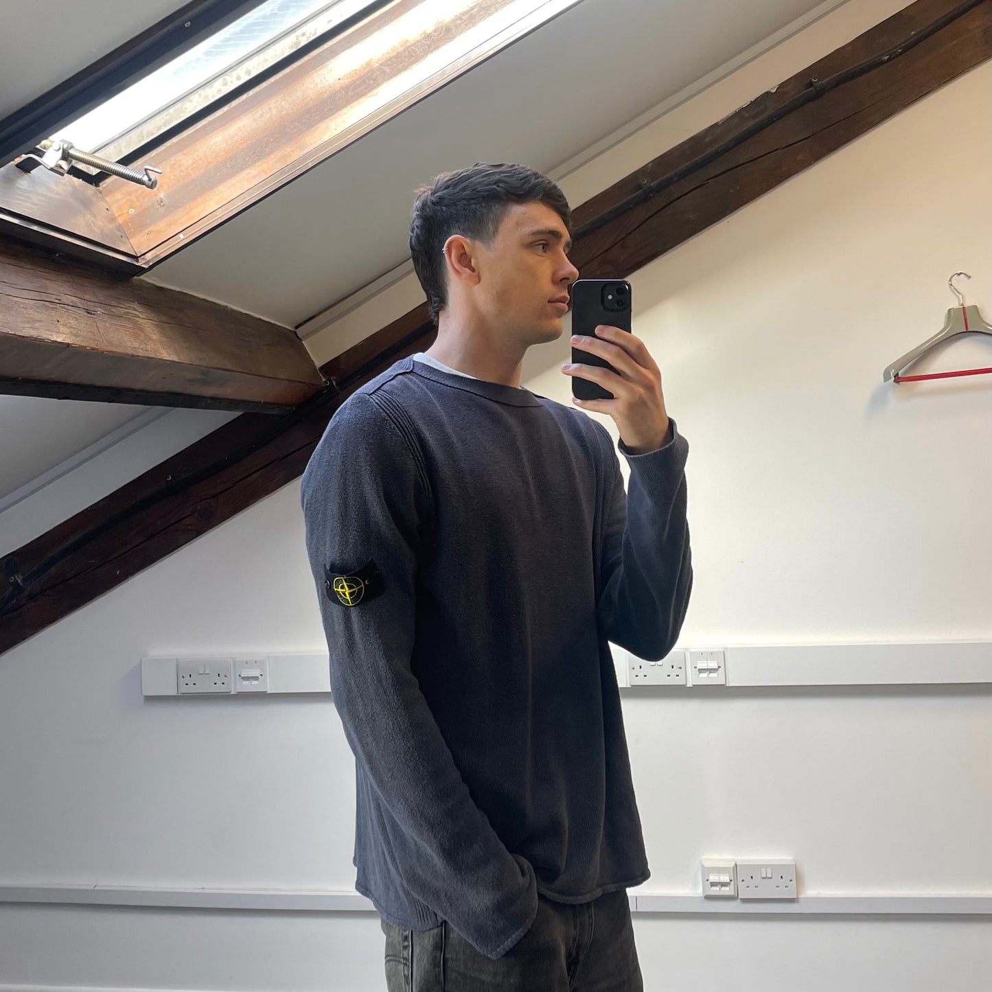 Stone Island Grey Lightweight 00s Knit Jumper