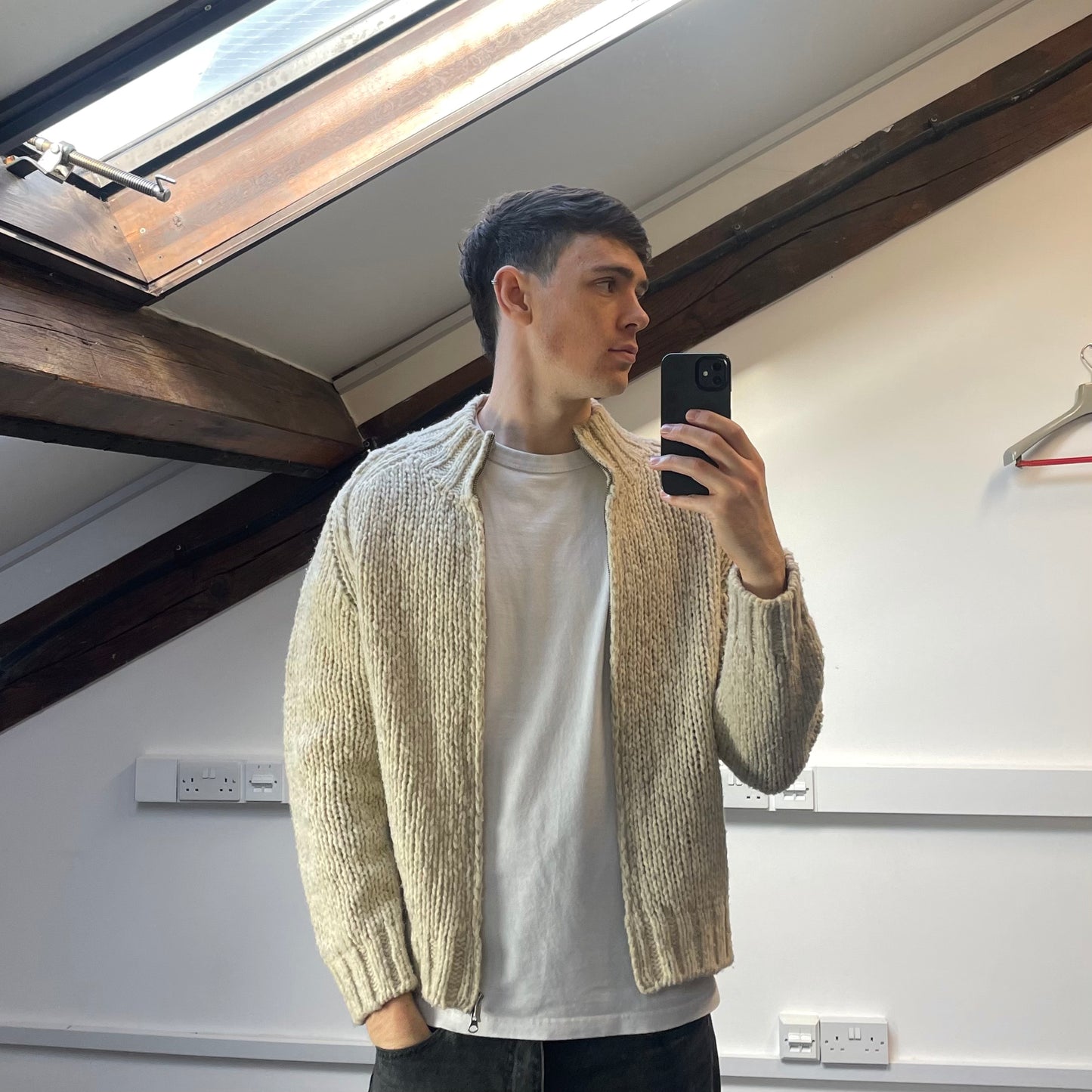 C.P. Company Beige Chunky Knit Zip-Through AW03 Jumper