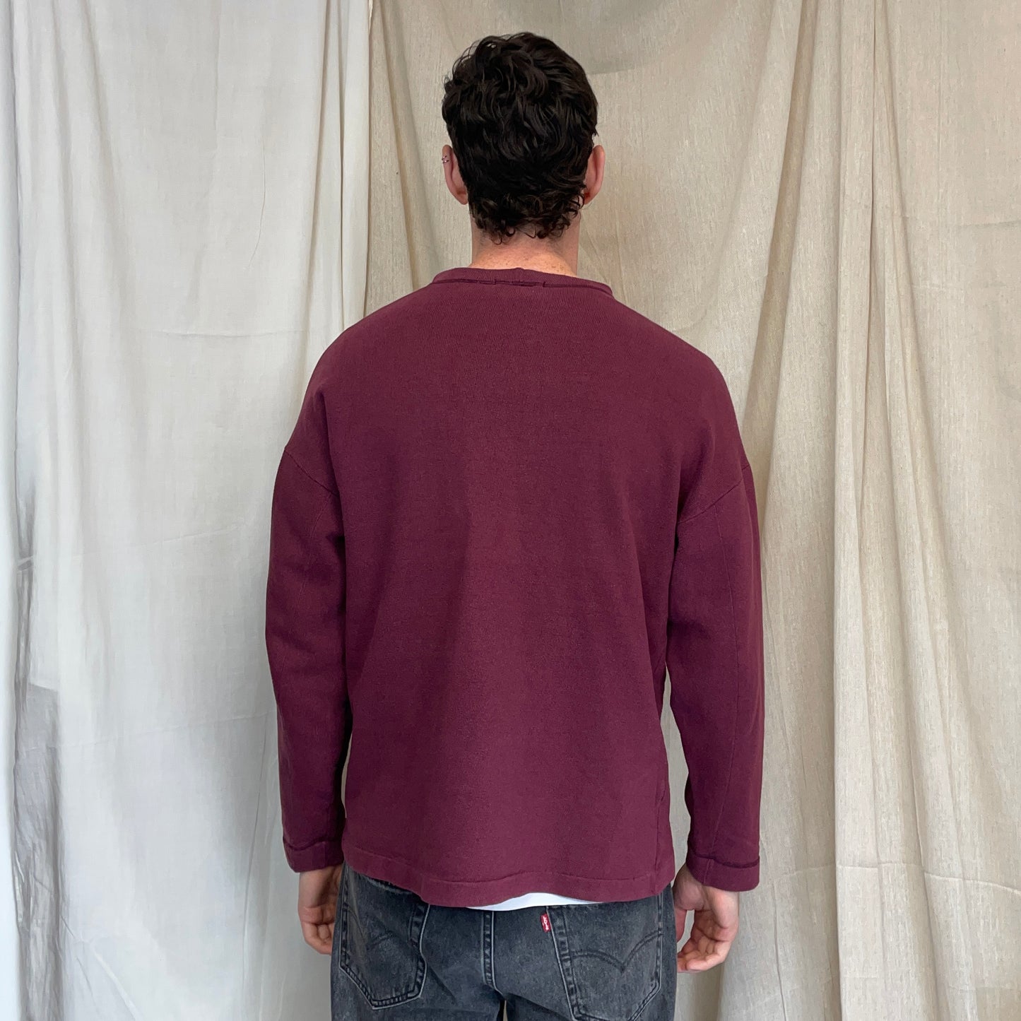 Stone Island Maroon 80s Compass Stitch Pocket Jumper