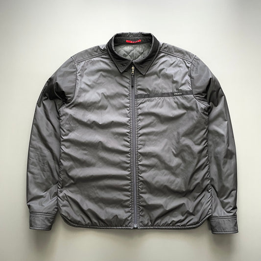 Prada Sport Grey 2007 Quilt Padded Nylon Overshirt Jacket