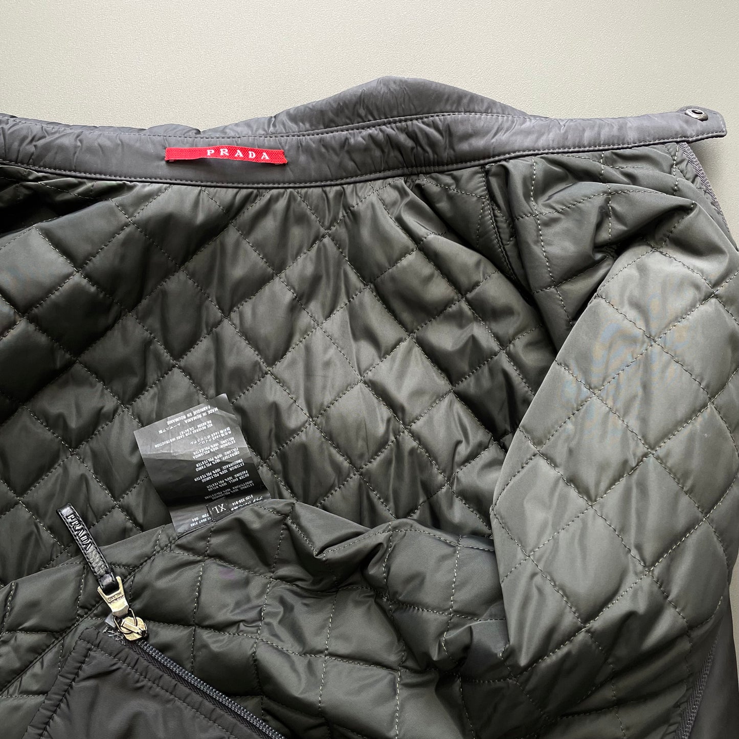 Prada Sport Grey 2007 Quilt Padded Nylon Overshirt Jacket