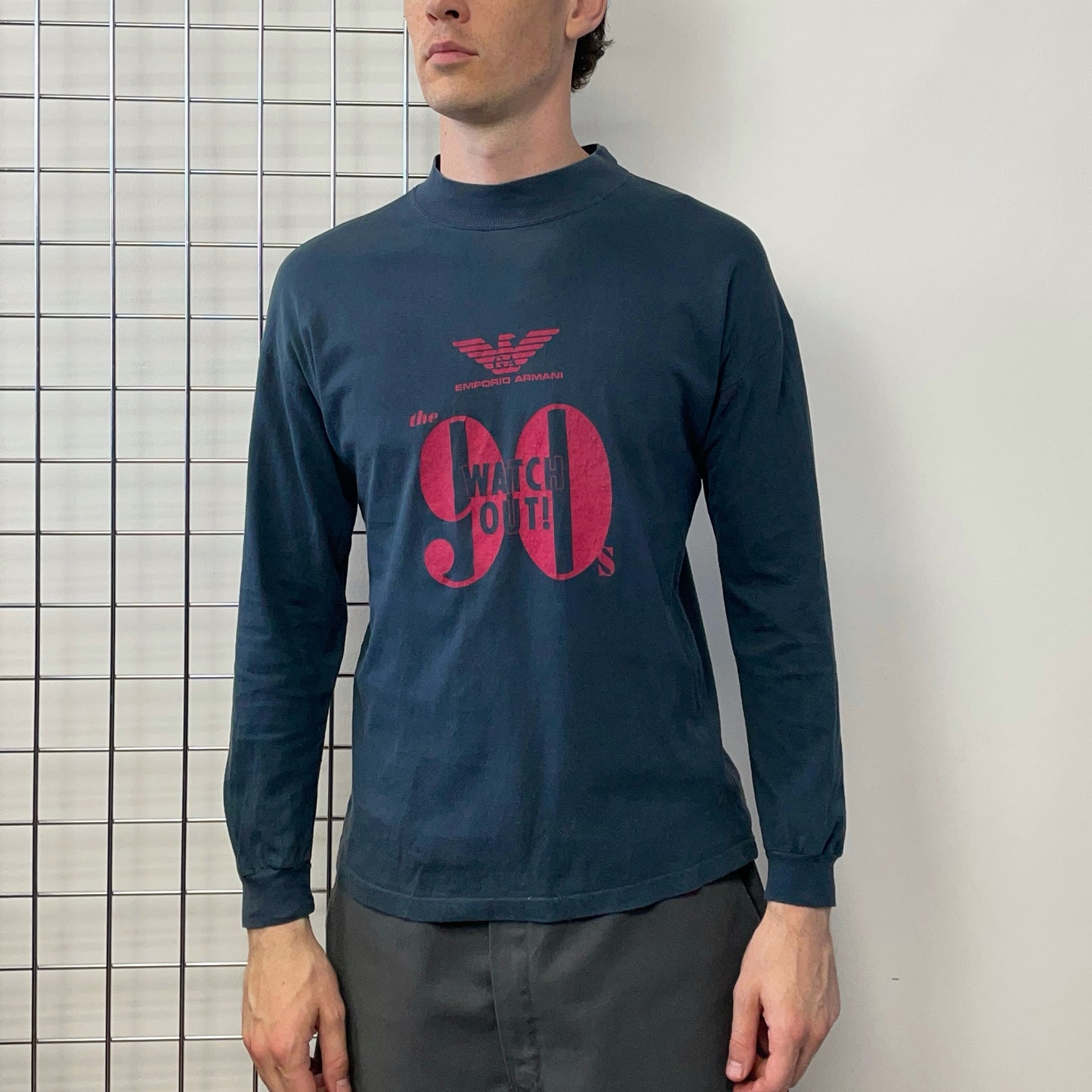 Emporio Armani Navy 90s Graphic Long Sleeve T-Shirt