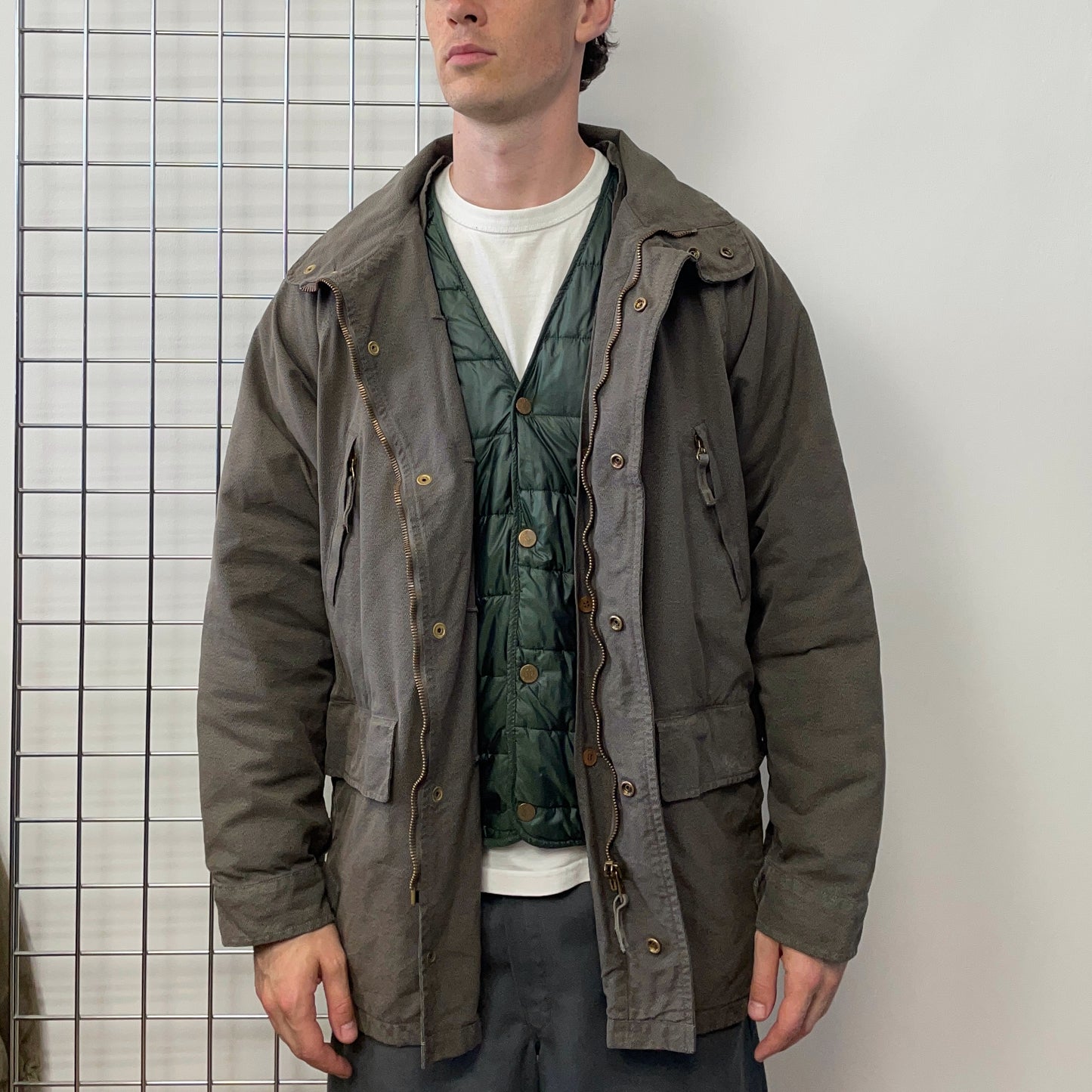 C.P. Company Brown & Green 1992 Ideas From Massimo Osti Liner Overcoat