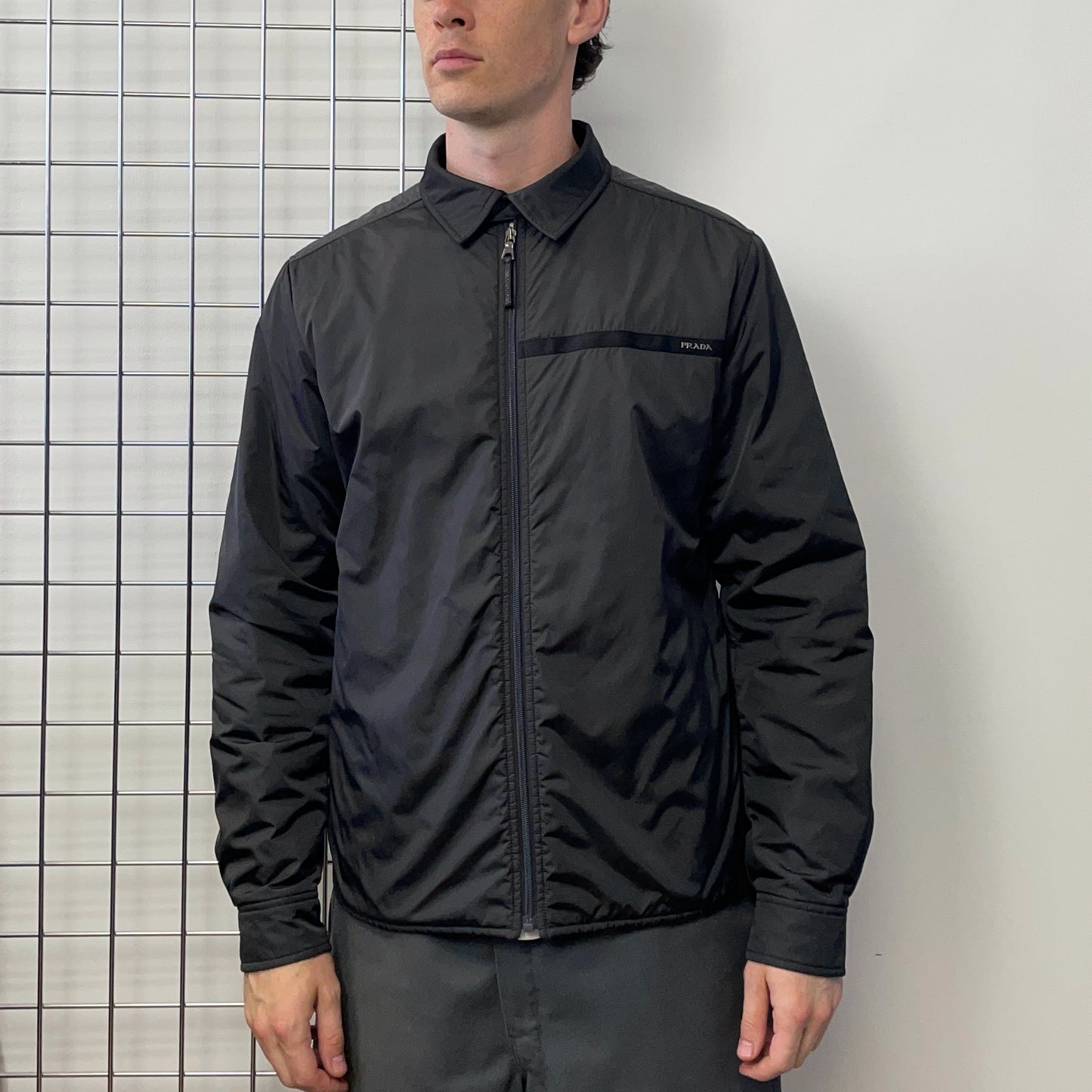 Prada Sport Grey 2007 Quilt Padded Nylon Overshirt Jacket