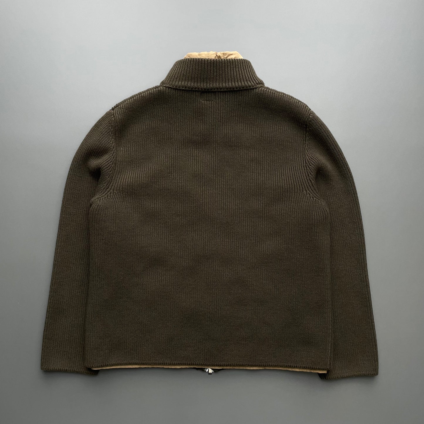 C.P. Company Khaki AW05 Vest Liner Wool Knit Cardigan Jacket