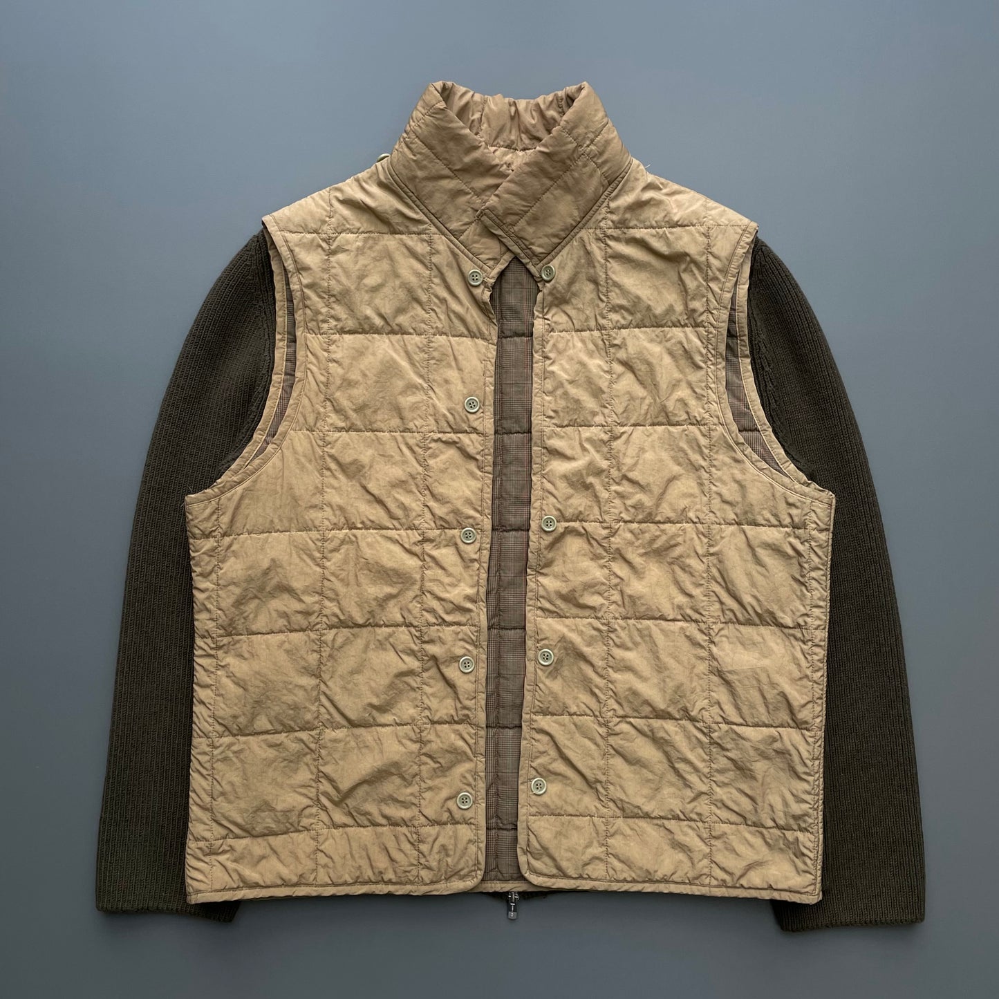 C.P. Company Khaki AW05 Vest Liner Wool Knit Cardigan Jacket