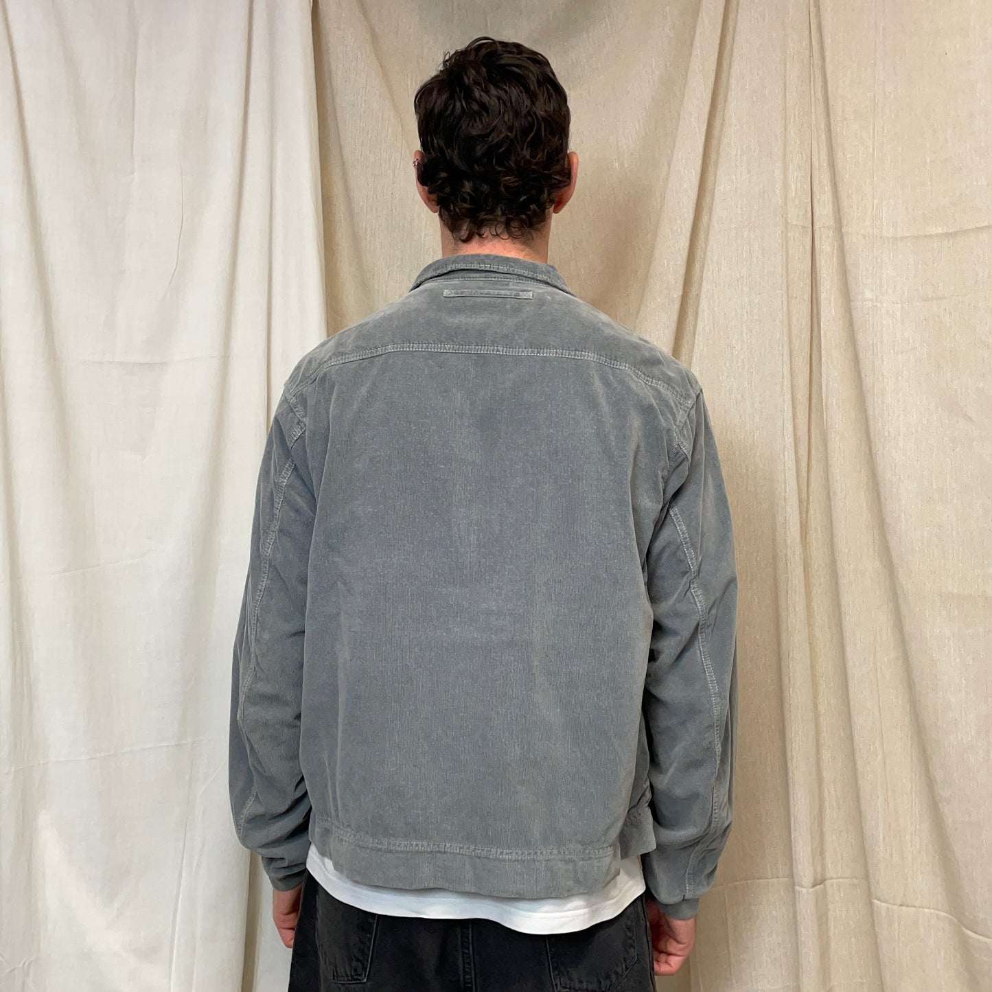 Prada Sport Grey 00s Corduroy Lightweight Zip-Through Jacket